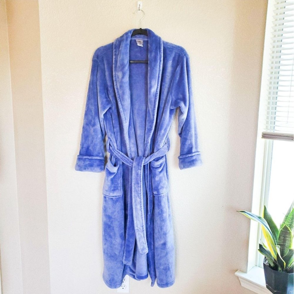 NATORI PLUSH ROBE W/BELT M PURPLE - Picture 9 of 9